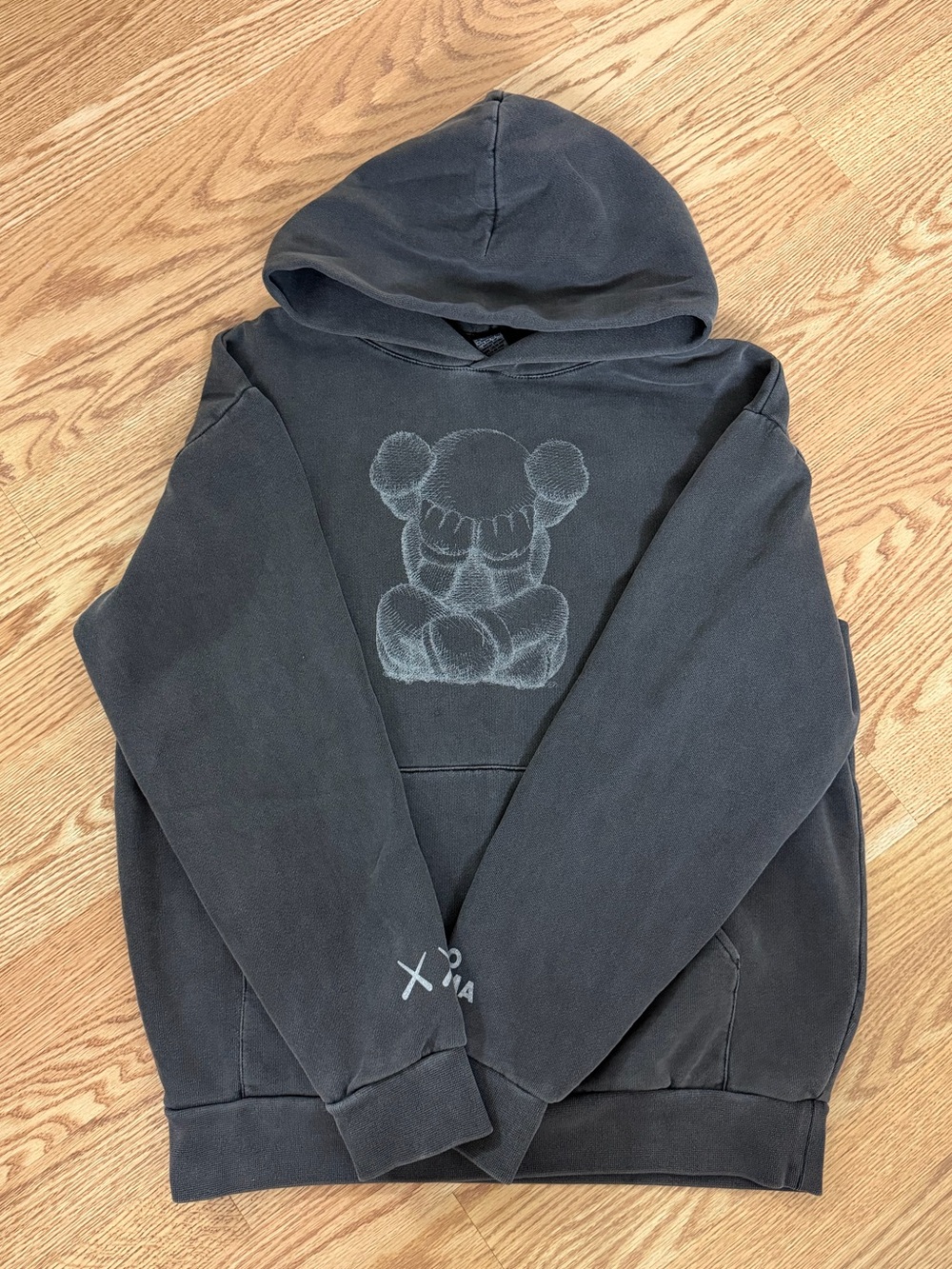 KAWS Black Hoodie with Grey Character Graphic